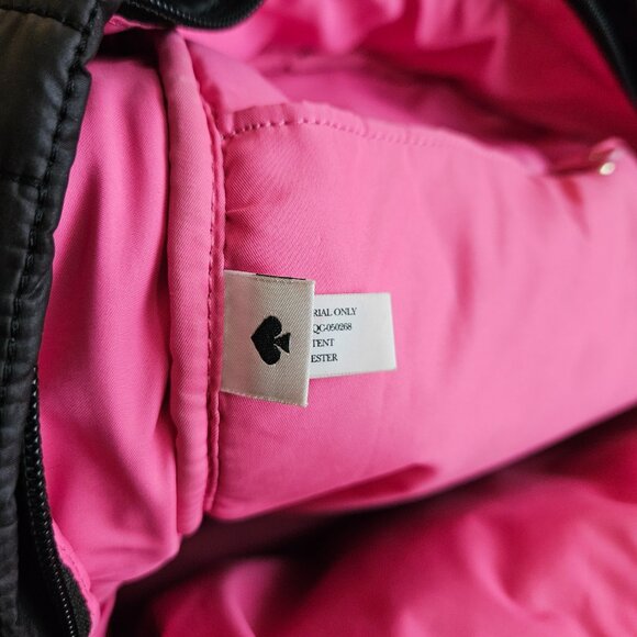 Kate Spade Softwhere Medium Nylon Quilted Backpack Black And Pink Cute Clean - Picture 10 of 16